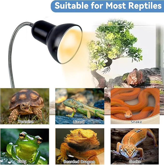 BNOSDM Reptile Heat Lamp, UVA UVB Reptile Light Bulb 25W & 50W Basking Light with 360° Rotatable, Tortoise Heat Lamp for Turtle Lizard Snake Chick Cockatoo