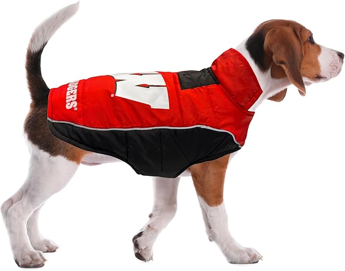 Pets First Collegiate Wisconsin Badgers Puffer Vest for Dogs & Cats. Size Large. Warm, Cozy, and Waterproof Dog Coat, for Small and Large Dogs/Cats.