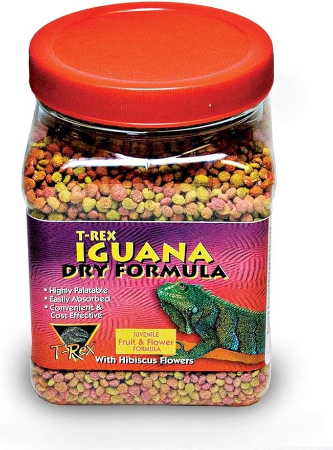 T-Rex Iguana Food Adult Formula – Dry Iguana Diet with Added Vitamins & Minerals, Plant-Based Reptile Food, Easy to Prepare Moist Feeding Formula, 8 oz