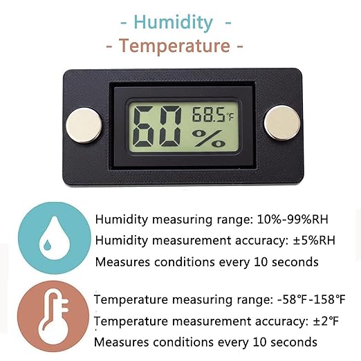 2 Pcs Magnetic Jumping Spider Enclosure Thermometer and Humidity Gauge Temperature and Humidity Monitor for Jumping Spider and Reptile Tank Mini Digital Hygrometer with LCD Screen(Rectangular)