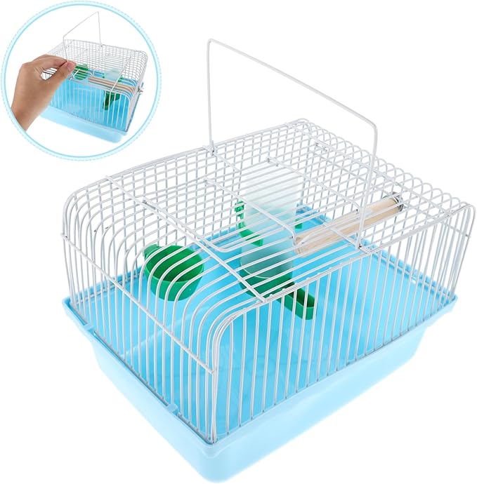 Parrot Travel Cage: Small Animal Cage with Wood Perch and Food Box Portable Bird Carrier with Water Dispenser for Parakeets and Lovebirds