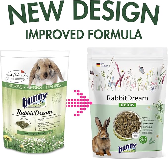 Bunny Nature RabbitDream Herbs (3.3 lbs) - Natural Adult Rabbit Food with 63 Meadow Plants & Herbs for Digestion, Dental Health & Immunity - No Sugar