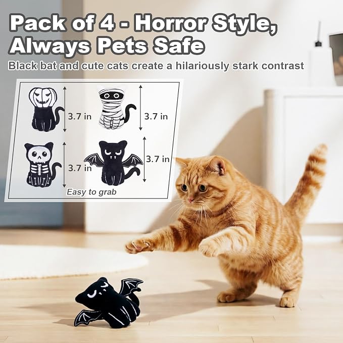 Retro Shaw Catnip Cat Toys, Horror Goth Cat Toy for Indoor Cats Kitty, 4PCS - Image 6