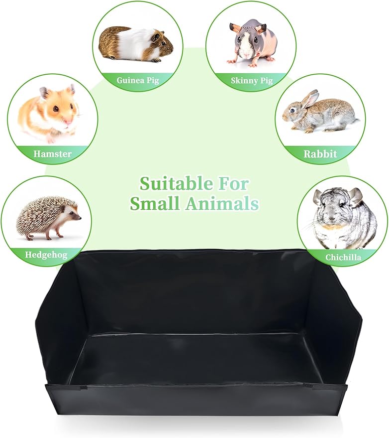 Guinea Pig Cage Liner, for 28"x13" Area Litter Box & Hay Feedder for Guinea Pig Rabbits Hamsters Hedgehogs Ferrets and Other Small Animals. Black
