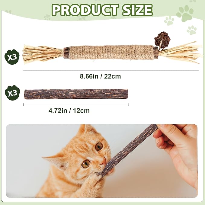 WOUSEDO 6 Pack Silvervine Sticks for Cat, Natural Catnip Toys - Image 7