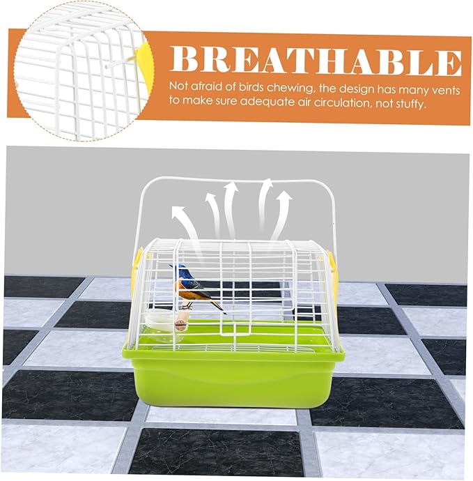 Happyyami Portable Wire Bird Carrier Cage with Handle for Parrots and Small Birds Metal Travel Cage with Ventilation for Outdoor Trips Comfortable and Safe