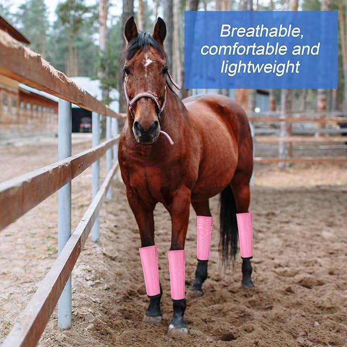 Set of 8 Mesh Fly Boots for Horse Breathable Mesh Horse Boots Protective Loose Wraps Adjustable for Preventing Legs Reduces Flies and Mosquitoes Bites(Blue, Pink,S)