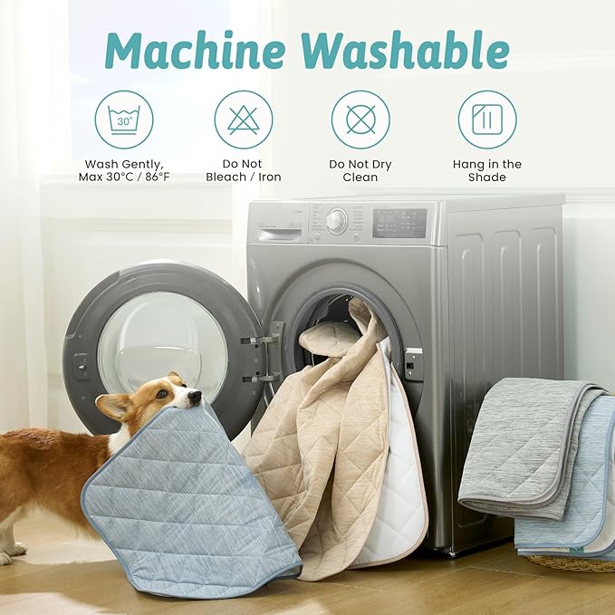 COZY KISS Dog Cooling Mat 20"x30" Q-Max>0.4, Waterproof Pet Bed Cover, Non-Slip Dog Bed Mat, Washable Cooling Pad for Small Dogs, Cats, Crate, Couch, Furniture Protector (Gray)