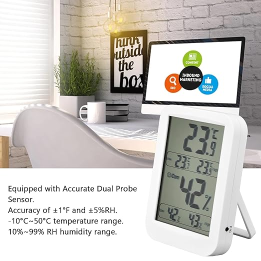 Semme Accurate Digital Hygrometer with Large LCD Display for Greenhouse Warehouse and Reptile Enclosures