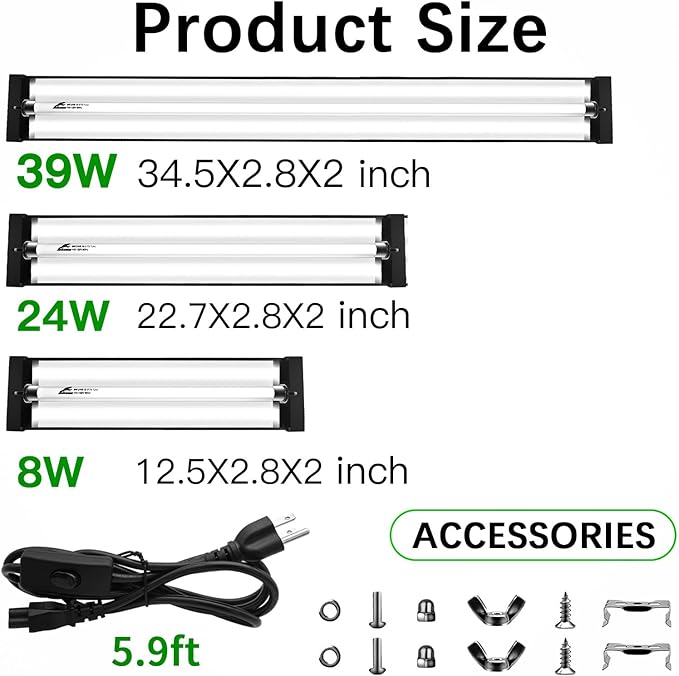T5 10.0 UVB Reptile Light Fixture Combo Kit, 8W High Output UVA UVB Light with Upgraded Wider Alloy Reflector for Bearded Dragons Lizards Tortoises and Other Desert or Tropical Reptiles (12.5Inch)
