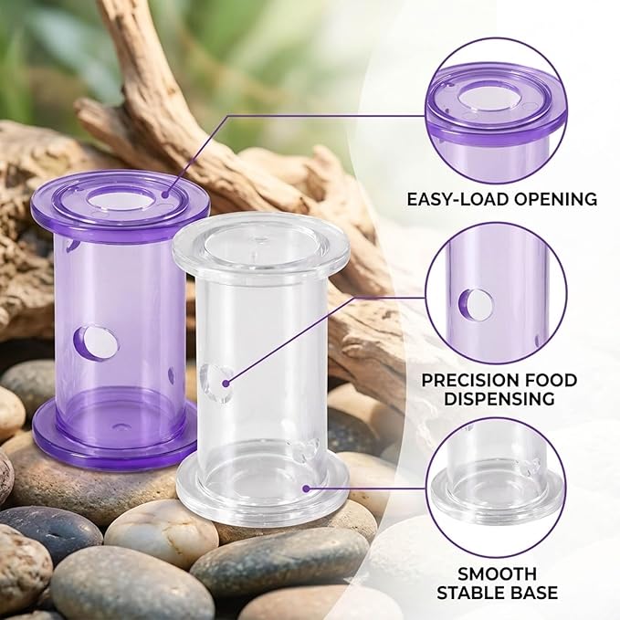 2Pcs Bearded Dragon Enrichment Tools, Bearded Dragon Accessories, Transparent Interactive Feeding Accessories for Reptile, for Beards Dragons and Other Small Reptile