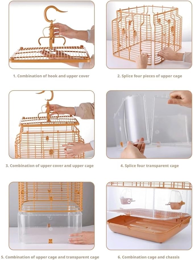 Bird Cage Bird Aviary Plastic Tall Tiel Cage Parrot Cage Flight Birdcag Bird Carrier Travel Carrier Cage with Handle Easy to Use