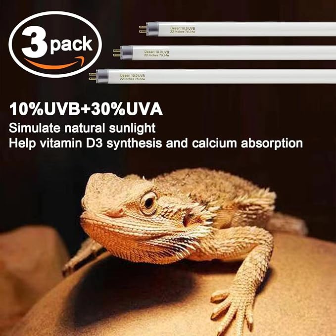 Celiwace T5 10.0 UVB Reptile Light Bulb 22 inch, Desert Reptile UVB Bulb 24W, for Lizards, Bearded Dragons, Chameleons