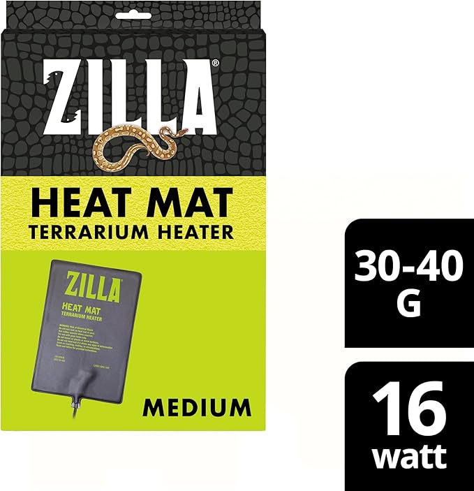 Zilla Heat Mat, Terrarium Heater for Reptiles, Snakes (Ball Pythons, Corn Snakes), Leopard Geckos, Tortoises, Amphibians and Arachnids, Medium, Fits 30-40 Gallon, 16 Watt