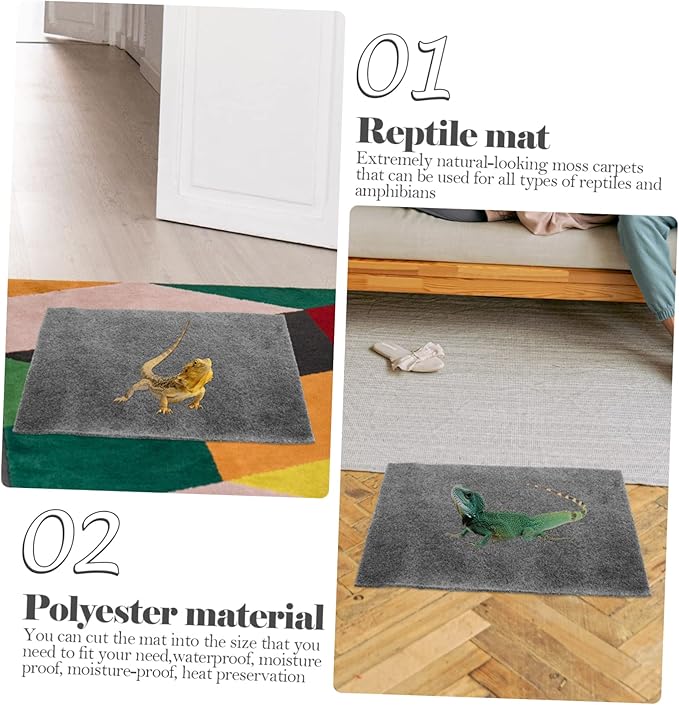 Yardwe 2pcs Reptile Carpet Tortoise Bedding Absorbent Pad Snake Habitat Accessories