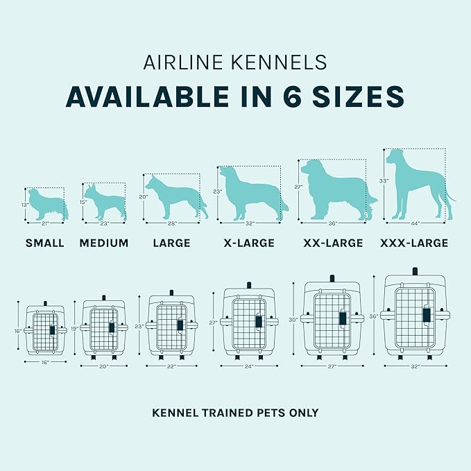 SportPet Airline Compliant X-LARGE 32.25" Travel Dog Kennel-Durable Plastic Airline Pet Carrier w/Removable Wheels & Food Bowls, Collapsible Indoor/Outdoor Dog Kennel, Dogs up to 32"L & 23"H-Dark Gray