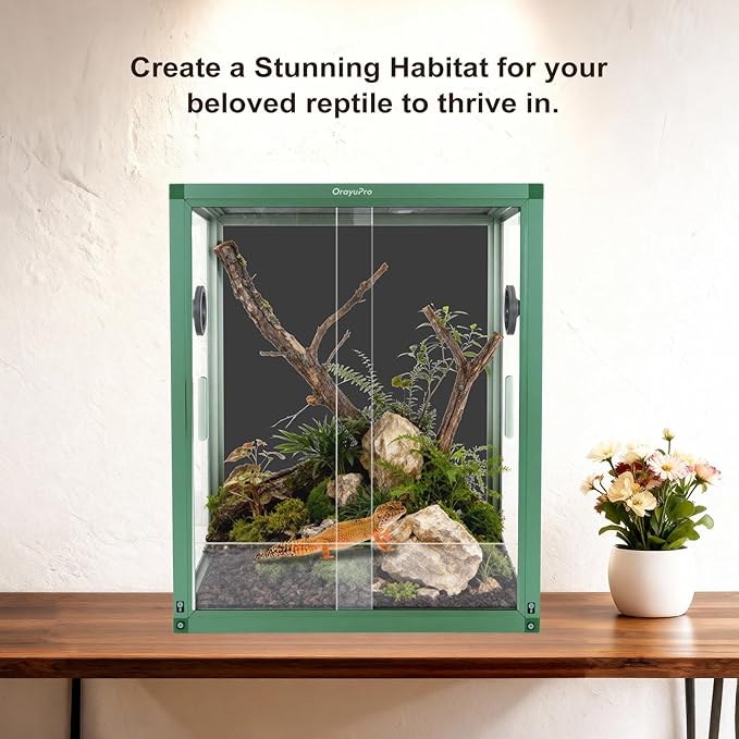 30 Gallon Reptile Terrarium, 18x18x24 inch PVC Reptile Tank, Lightweight Reptile Enclosure for Arboreal Gecko Lizard Snake Frog Chameleon