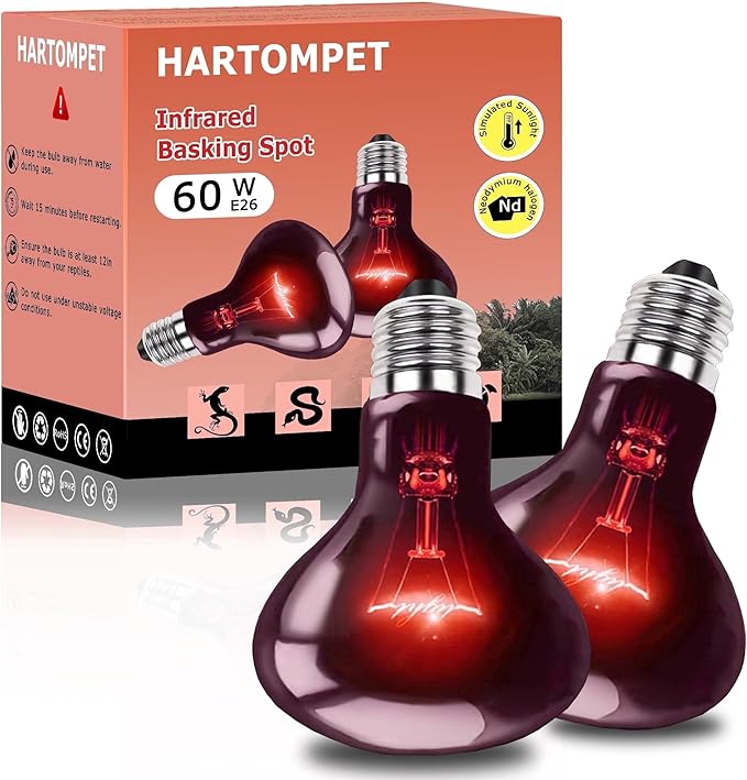 HARTOMPET Infrared Heat Lamp Bulbs 60W E26, 2.5"