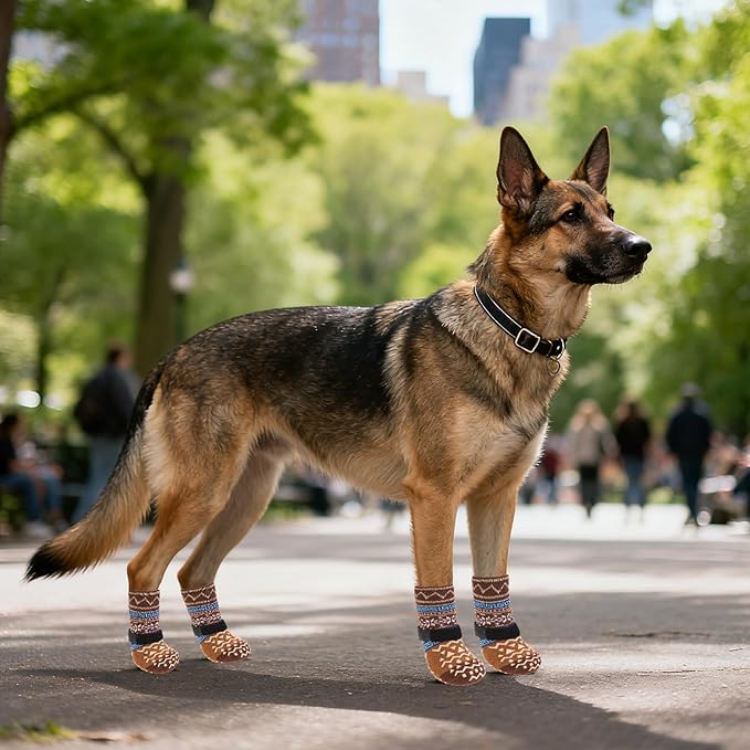 KOOLTAIL Dog Socks to Prevent Licking Paws for Hardwood Floors Anti Slip,Warm Winter Pet Boots&Paw Protector with Grippers,Double Sides Puppy Shoes Booties for Small Medium Large Senior Dogs L
