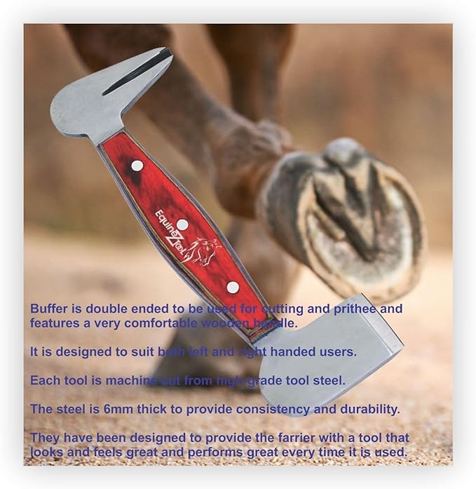 Equinez Tools Farrier Hoof Buffer Stainless Steel with Special Ergonomic Handle – Antique Style Professional Hoof Care Tool for Farriers, Hoof Cleaning, Polishing, and Grooming