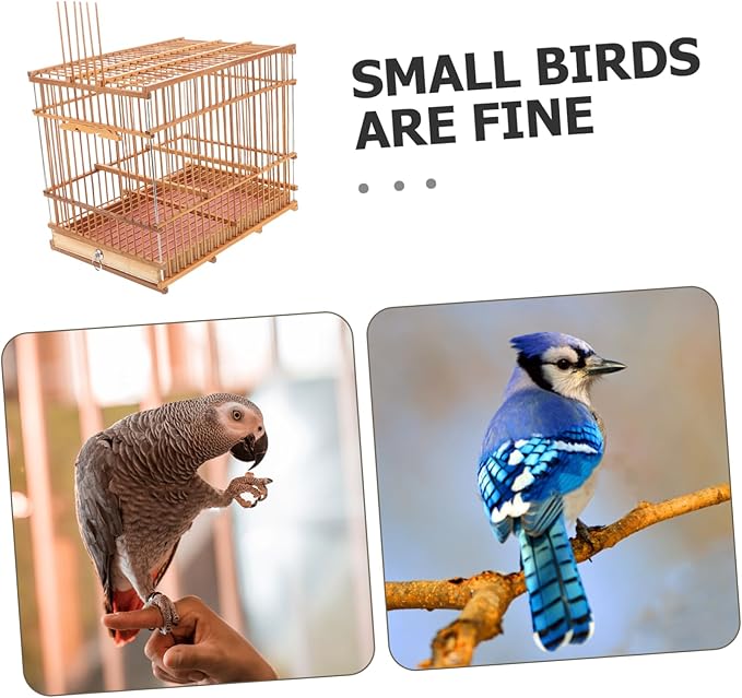 Toyvian Lightweight Bamboo Bird Cage for Small Birds Portable Woven Canary Carrier Handle for Indoor and Outdoor Travel Sturdy Design for Parakeets and Budgies
