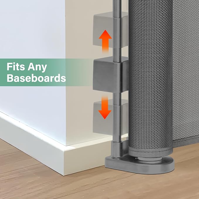 Reinforced 26 Inch Tall Retractable Child Gate to Step Over 95" Wide Small Retractable Baby Gates for Stair Retractable Dog Gate Short Mesh Dog Gate Retractable Toddler Gates for Doorways Doggy Gate