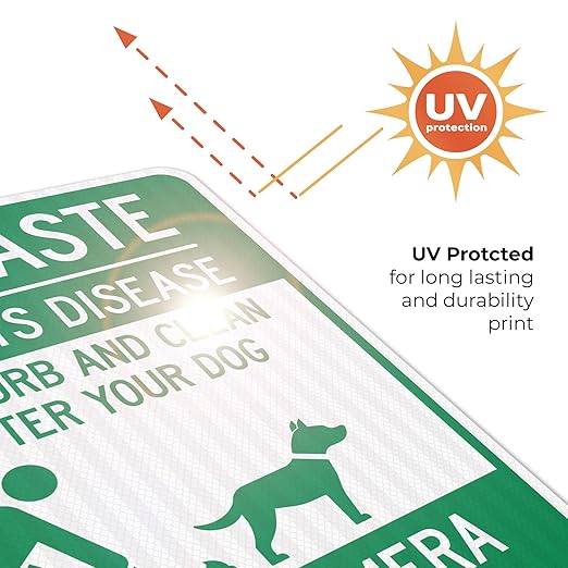 Pet Waste Leash-Curb and Clean Up After Your Dog Under Camera Surveillance Sign, (SI-63188) 24x30 Inches, 3M EGP Reflective .080 Aluminum, Fade Resistant, Made in USA