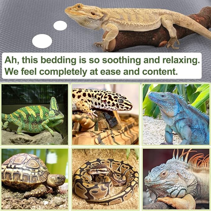 Reptile Carpet,Bearded Dragon Tank Accessories,Reptile Mat, Leopard Gecko Substrate,Bearded Dragon Tank Flooring,Snake,Tortoise Bedding(18" × 79 ", 2 PCS Grey Thicker Mat)