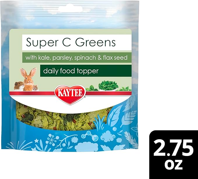 Kaytee Super C Greens, Daily Food Topper with Superfoods for Small Animal Pets, Contains Long-Lasting Vitamin C for Immune Support, 2.75 Ounces (Pack of 4)