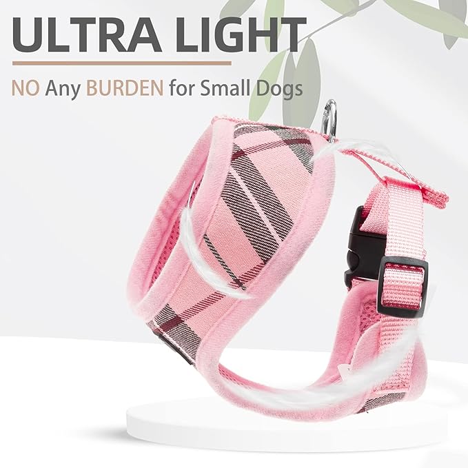 PUPTECK Soft Mesh Dog Harness and Leash Set Pet Puppy Cat Comfort Padded Vest No Pull Harnesses, Old Pink, XXS