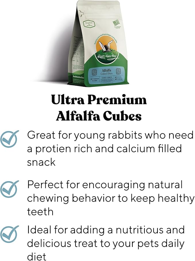Rabbit Hole Hay - All Natural Alfalfa Hay Cubes for Small Pets - 20 lb Box - Premium Compressed Feed
