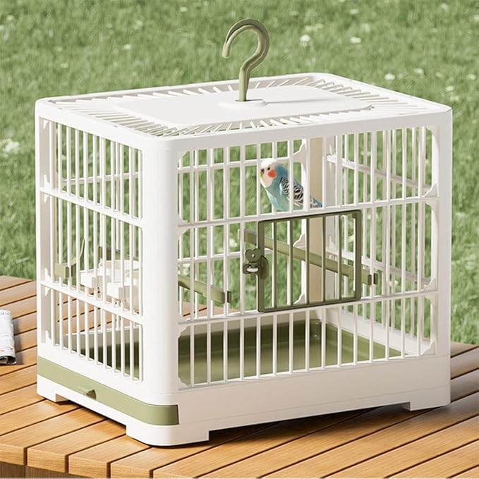 2026 New Bird Carrier Cage, Travel Bird Cage, Portable Bird Carrier, Small Birds Lightweight Parrots Cage, Detachable Tray Hook Handle Easy Transport Bird House for Travel Outdoor (Light Green)