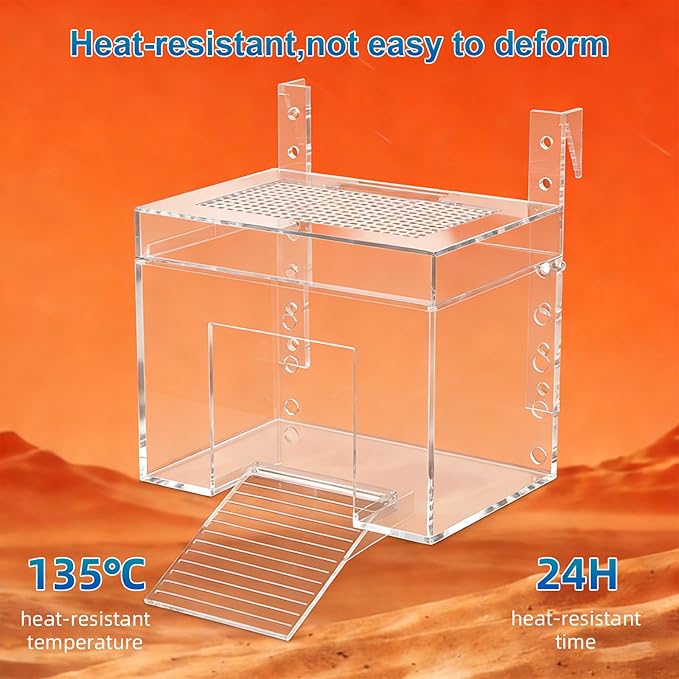 Adjustable Turtle Basking Platform, 7.8 x 5.5 x 5.5 Inch Above Tank Topper with Ramp for Small and Medium Aquatic Turtles, Transparent Acrylic Turtle Aquarium Dock Accessories
