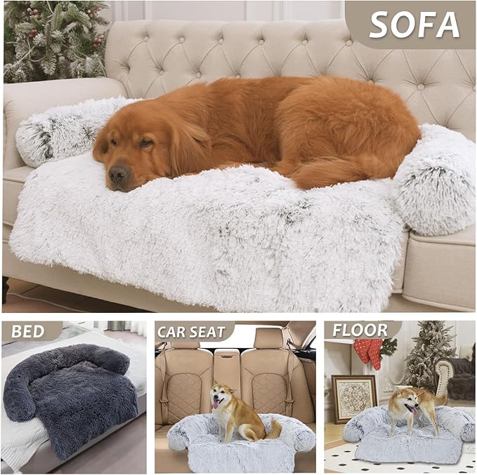 Tinaco Calming Dogs/Cats Bed Mats, Dog Pad Washable Removable Couch Cover, Plush Long Fur Mat for Pets, Waterproof Lining, Perfect for Small, Medium and Large Dogs and Cats (Gradient Brown, 45"x37")