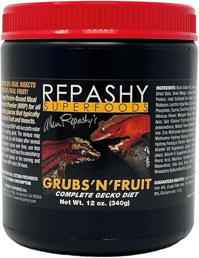 Repashy Grubs 'N' Fruit Crested Gecko Diet 12 Oz (3/4 lb) JAR