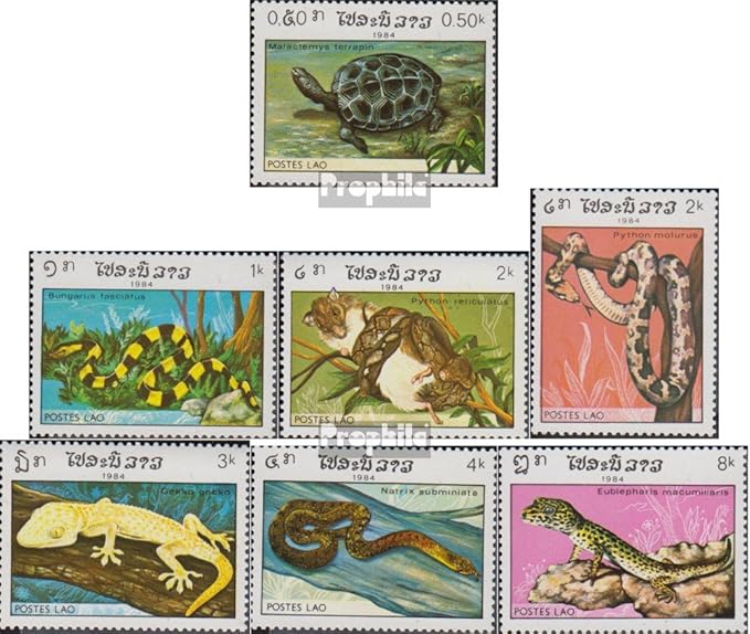 Laos 773-779 (Complete.Issue.) unmounted Mint/Never hinged ** MNH 1984 Reptiles (Stamps for Collectors) Amphibians/Reptiles/Dinosaurs