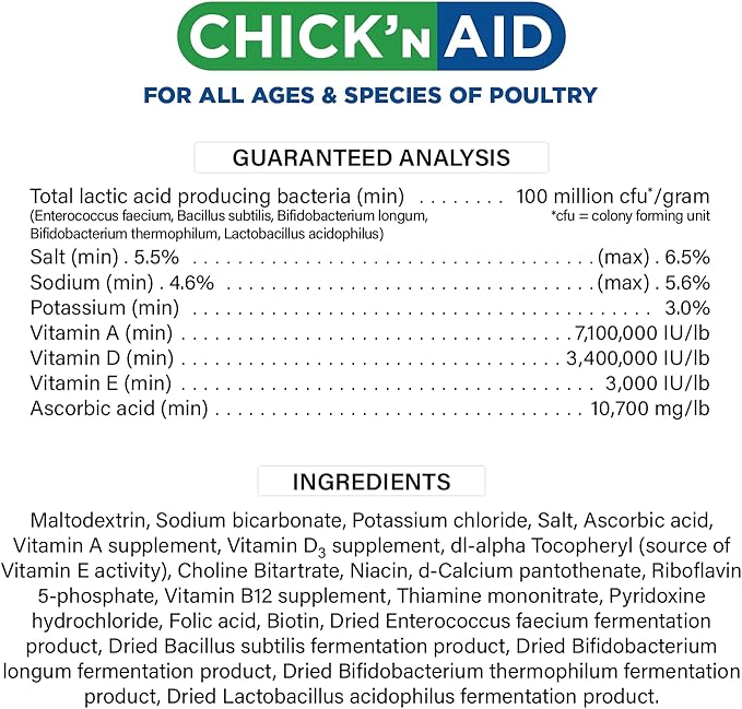 Pivotal Feeds Chick’n Aid Poultry Supplement 8 oz – Electrolytes, Probiotics & Vitamins for Chickens, Ducks & Turkeys | Supports Hydration, Gut Health & Immune Function | Made in USA