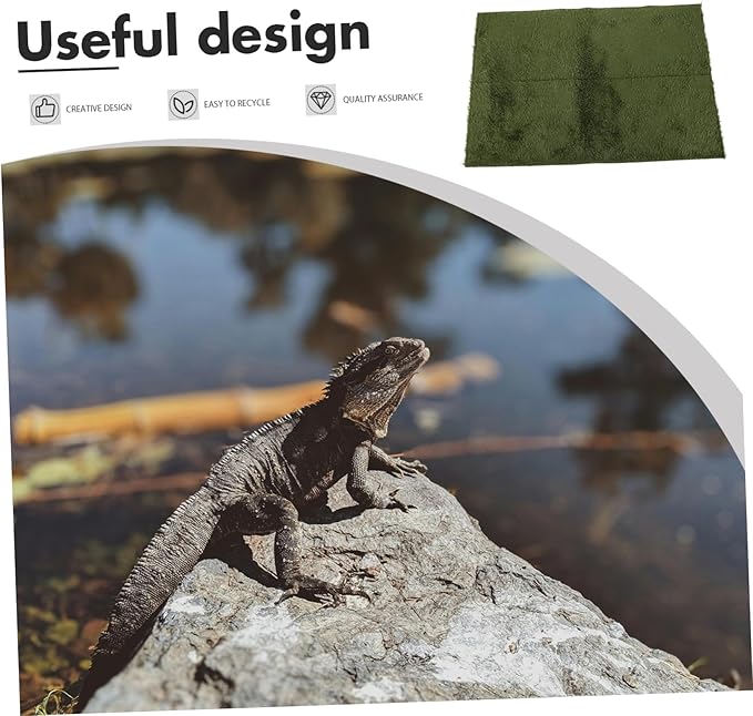 YARNOW Crested Gecko Substrate Reptile Bedding Mat Reusable Fake Grass Liner for Terrarium Lizard Turtle Snake