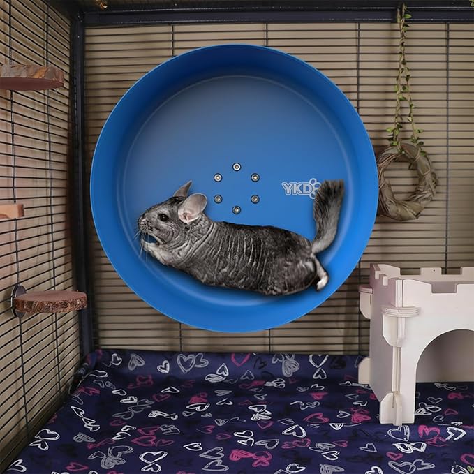 15" Silent Chinchillas Exercise Wheel, Aluminum Alloy Noiseless Running Wheel for Syrian Hamsters, Hedgehogs, Squirrels and Small Pets (Blue)
