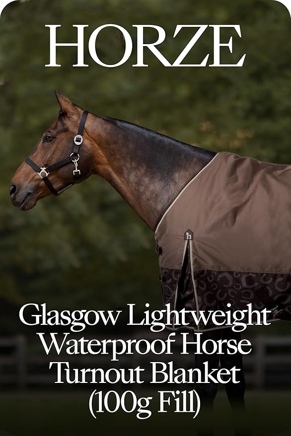HORZE Glasgow Lightweight Waterproof Horse Turnout Blanket (100g Fill) - Chocolate Plum - 78 in