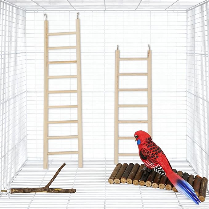 Bird Ladder Parrot Toy Set Birdcage Accessories Parrot Perch Stand for Parakeets Parrots Cockatoo Lovebirds Birdie