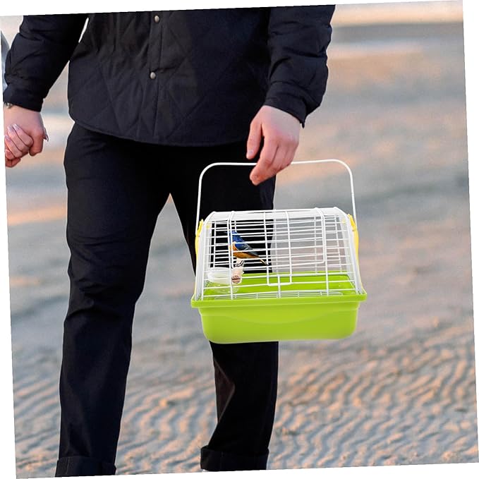 Portable Metal Bird Carrier Cage with Comfortable Handle Breathable Wire Structure for Parrots and Parakeets Lightweight Travel Cage for Outdoor Trips and Car Seat Use Easy to