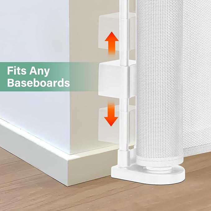 Reinforced 26 Inch Tall Retractable Baby Gates to Step Over 95" Wide Small Outdoor Retractable Child Gates for Doorways Short Retractable Dog Gates for Baby Indoor Retractable Stairs Gate for Kids