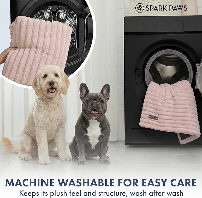 Spark Paws Luxury Dog Couch Cover Bed, Calming Pet Furniture Protector for Large & Small Dogs, Washable Bolster Dog Bed for Couch, Sofa & Bed - Pink, 2XL