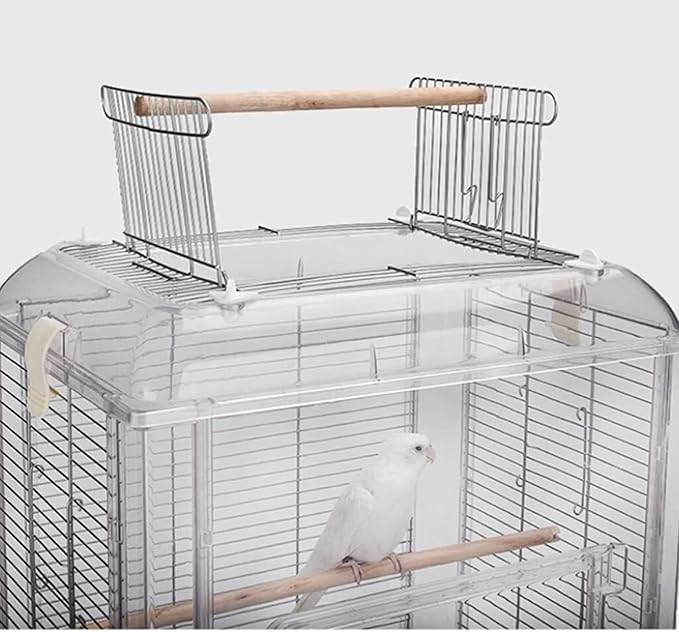 Birdcage Birdcages Clear Hanging Bird House Acrylic Bird Travel Carrier Cage Bird Carrier Feeding House Bird Cages Bird Supplies (White-19 cm*20 cm*16 cm)