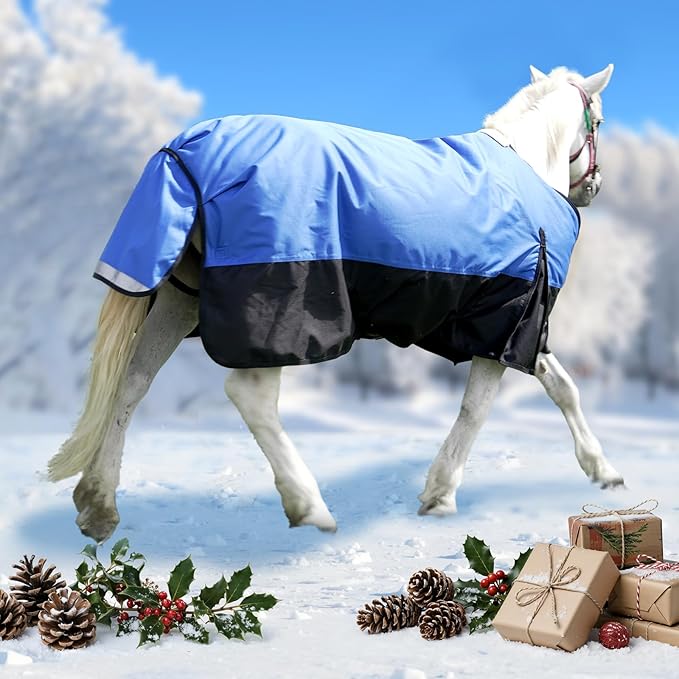 36” Winter Horse Blanket, 1200D Waterproof Poly Horse Turnout Blanket, Durable Tear-Resistant Thick Horse Blanket with Snuggit 220G Filling, Breathable Warmth Turnout Blankets for Horse