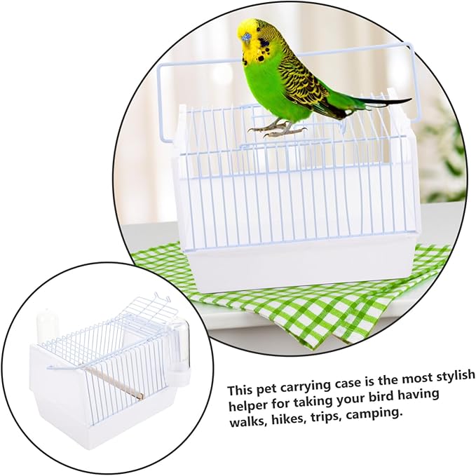 Portable Small Bird Carrier Cage with Comfortable Handle Lightweight Metal Travel Cage for Parrots Parakeets and Small Pet Birds Breathable Design for Hiking Camping and Travel