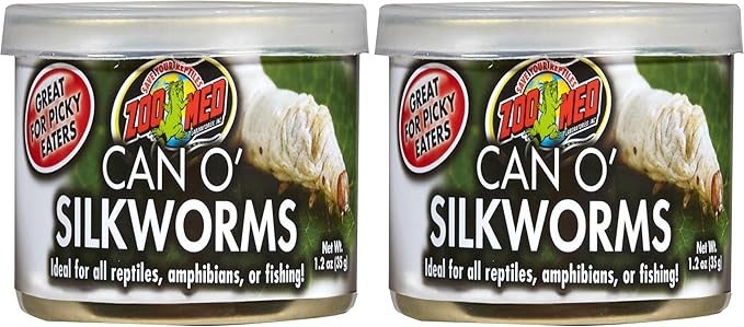 Zoo Med Can O' Silkworms Bearded Dragon Food, 1.2 oz. (Pack of 2)