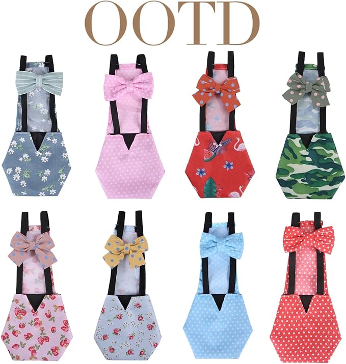MANON ROSA Chicken Diapers Bantam Hens - Reusable 6-Piece Set with Bow Ties Poultry Nappies Washable Waterproof for Geese Pet Ducks Silkie(6D20P L)