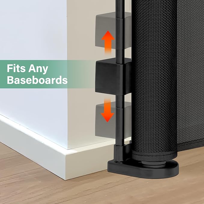 Reinforced 26 Inch Tall Retractable Dog Gate to Step Over 55" Wide Short Mesh Baby Gate Retractable Baby Gate for Doorway Low Outdoor Retractable Gate Small Pet Gate for Stair Puppy Gate for The House